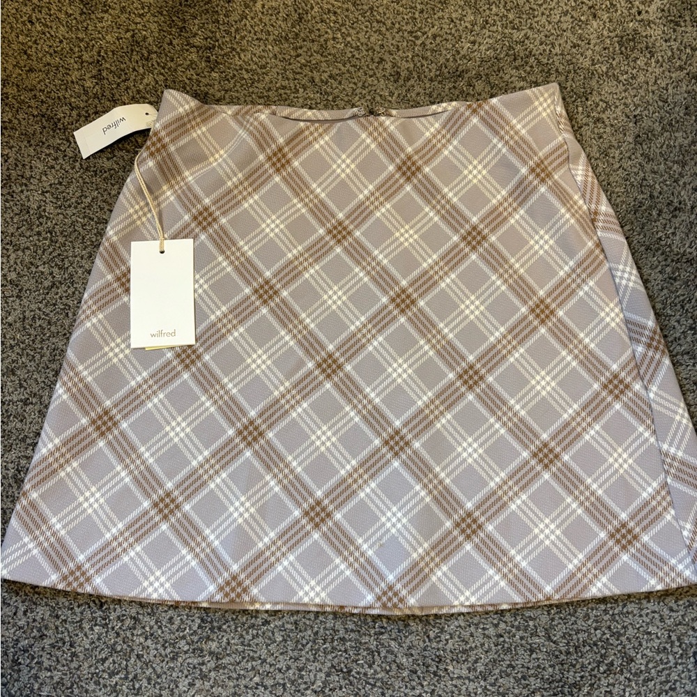 Wilfred Plaid Mini Skirt in Beige and White